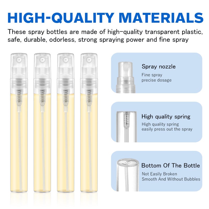 Csdtylh Mini Spray Bottle, Clear Plastic Empty Sample Containers, Fine Mist Perfume Travel Refillable Spray Bottle Perfume Atomizer Small Portable Bottle for Cleaning, Travel, Essential Oils (60, 5ml) - Image 3